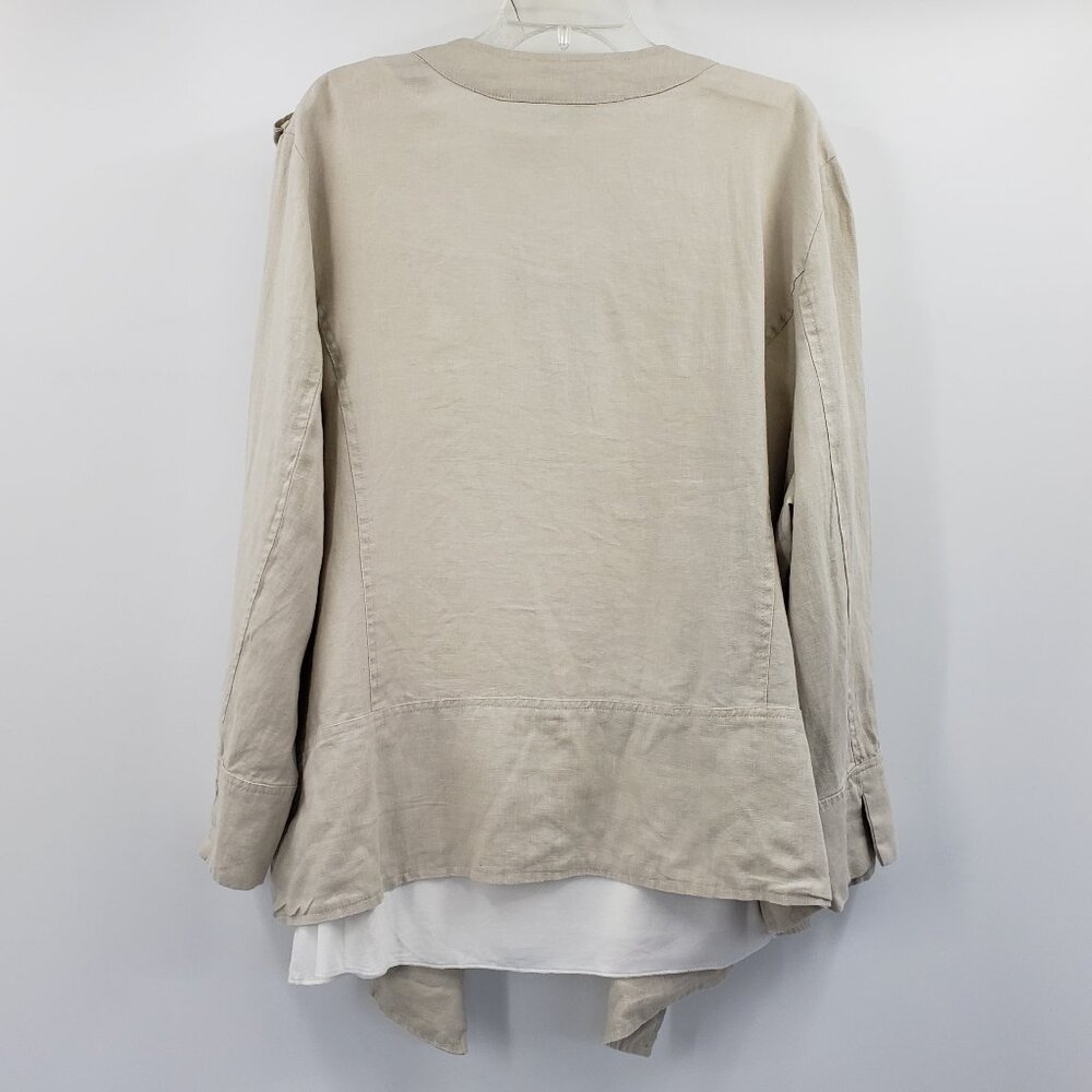 For Cynthia Woman Open Drape Front Linen Jacket & JNY Tank Top Size 3X Tan Cream - Picture 6 of 12